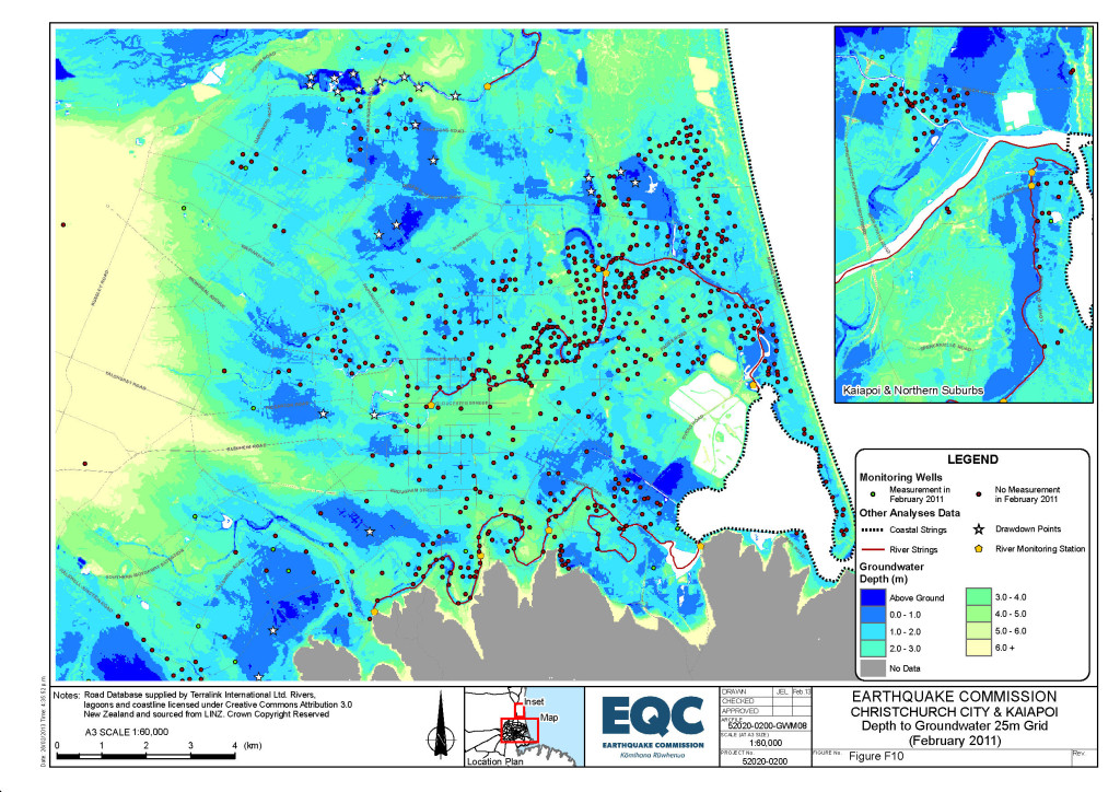 The higher the groundwater the more liquefaction prone the land is.